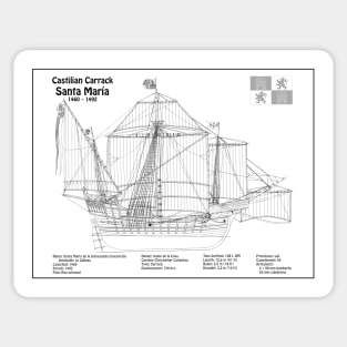 Santa Maria ship - Christopher Columbus Carrack Nau 15th century - BD Sticker